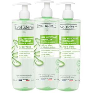 Evoluderm Gel Nettoyant Hydratant Aloe Vera 500ml 97% d'Ingrédients d'Origne Naturelle Végan Lot de 3 x 500ml - Publicité Evoluderm Gel Nettoyant Hydratant Aloe Vera 500ml 97% d'Ingrédients d'Origne Naturelle Végan Lot de 3 x 500ml - Publicité