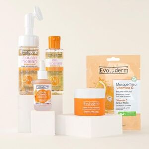 Evoluderm Routine Visage Vitamine C Crème Visage C + Sérum Éclat + Mousse Micellaire + Eau Micellaire Idées Cadeaux Fabriqué en France - Publicité Evoluderm Routine Visage Vitamine C Crème Visage C + Sérum Éclat + Mousse Micellaire + Eau Micellaire Idées Cadeaux Fabriqué en France - Publicité