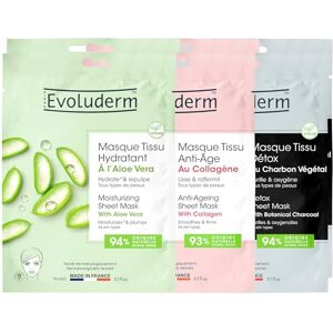 Evoluderm Lot de 6 Masques en Tissu Anti-Âge (x2) + Hydratant (x2) + Détox (x2) 19 ml Ingrédients d'Origine Naturelle Fabrication Française - Publicité Evoluderm Lot de 6 Masques en Tissu Anti-Âge (x2) + Hydratant (x2) + Détox (x2) 19 ml Ingrédients d'Origine Naturelle Fabrication Française - Publicité