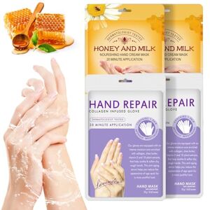 NUEDSFXO 4 Paires Gants de Masque Pour Les Mains, Masques Pour Les Mains Hydratants Exfoliants au Miel Avec Extraits Naturels de Plantes, Collagène, Anti-âge, Réparation de Peau Rugueuse (Lavande et miel) - Publicité NUEDSFXO 4 Paires Gants de Masque Pour Les Mains, Masques Pour Les Mains Hydratants Exfoliants au Miel Avec Extraits Naturels de Plantes, Collagène, Anti-âge, Réparation de Peau Rugueuse (Lavande et miel) - Publicité