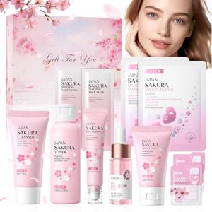 Jocanova Sakura Ensemble de Soins de la Peau 11 Pièces, Coffret de soins Sakura, avec Crème Nettoyante, Toner,Nettoyant Visage,Sérum,Contour Yeux,Sérum, Coffret Soin Visage Femme - Publicité Jocanova Sakura Ensemble de Soins de la Peau 11 Pièces, Coffret de soins Sakura, avec Crème Nettoyante, Toner,Nettoyant Visage,Sérum,Contour Yeux,Sérum, Coffret Soin Visage Femme - Publicité