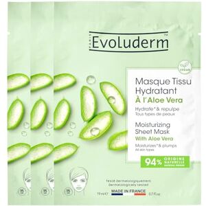 Evoluderm – Masque Tissu Hydratant à l'Aloe Vera – 19 ml – 94% d’Origine Naturelle – Végan – Fabrication Française Lot de 3 x 19ml - Publicité Evoluderm – Masque Tissu Hydratant à l'Aloe Vera – 19 ml – 94% d’Origine Naturelle – Végan – Fabrication Française Lot de 3 x 19ml - Publicité