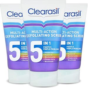 Clearasil Lot de 3 gommages exfoliants 5 en 1, pour peaux sujettes à l'acné, débouchent les pores, réduit les points noirs, les boutons et l'excès de sébum, prévention quotidienne des taches, lot de - Publicité Clearasil Lot de 3 gommages exfoliants 5 en 1, pour peaux sujettes à l'acné, débouchent les pores, réduit les points noirs, les boutons et l'excès de sébum, prévention quotidienne des taches, lot de - Publicité