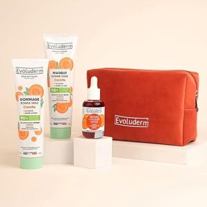 Evoluderm – Trousse Visage Trio Carotte 1 Gommage Carotte + 1 Masque Carotte + 1 Sérum – idée Cadeau Fabrication Française - Publicité Evoluderm – Trousse Visage Trio Carotte 1 Gommage Carotte + 1 Masque Carotte + 1 Sérum – idée Cadeau Fabrication Française - Publicité