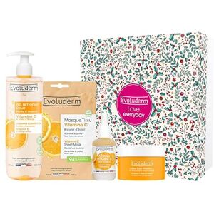 Evoluderm – Coffret Visage 100% Vitamine C 1 Crème Visage + 1 Gel Nettoyant Éclat + 1 Masque Tissu + 1 Sérum (Noël) - Publicité Evoluderm – Coffret Visage 100% Vitamine C 1 Crème Visage + 1 Gel Nettoyant Éclat + 1 Masque Tissu + 1 Sérum (Noël) - Publicité