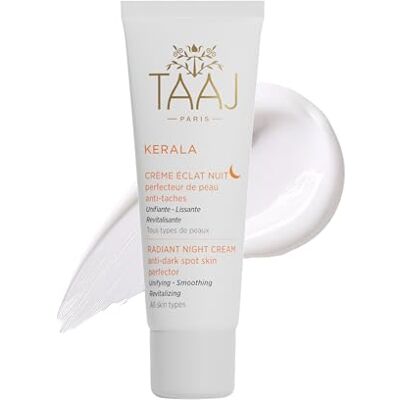 TAAJ Creme Eclat Nuit Kerala Anti-Taches & Soin Regenerant Nuit 97% Naturel, Vegan, Cruelty Free Acide Hyaluronique, Aloe Vera Tous Types de Peaux 50 ml - Publicité TAAJ Creme Eclat Nuit Kerala Anti-Taches & Soin Regenerant Nuit 97% Naturel, Vegan, Cruelty Free Acide Hyaluronique, Aloe Vera Tous Types de Peaux 50 ml - Publicité