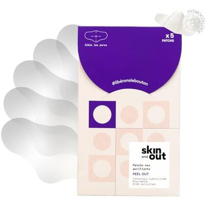 Skin & out Patchs nez purifiant x5 Hydrocolloïde points noirs Absorption efficace des points noirs Réduit l'apparence des pores Cure d'un mois Yuka 93/100 - Publicité Skin & out Patchs nez purifiant x5 Hydrocolloïde points noirs Absorption efficace des points noirs Réduit l'apparence des pores Cure d'un mois Yuka 93/100 - Publicité