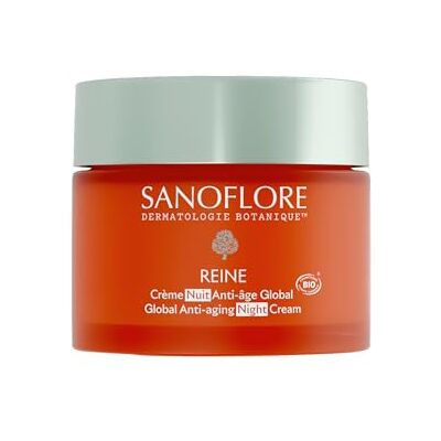 Sanoflore REINE Crème Nuit Anti-âge Global Bio, texture Eau-dans-Huile avec une action pro-régénérante et réparatrice au niveau cellulaire, 50ml - Publicité Sanoflore REINE Crème Nuit Anti-âge Global Bio, texture Eau-dans-Huile avec une action pro-régénérante et réparatrice au niveau cellulaire, 50ml - Publicité