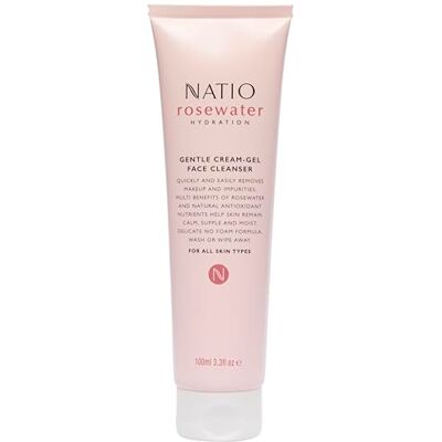Natio Australia Hydratation à l'Eau de Rose Gel-Crème Doux pour le Visage Nettoyant à l'Eau de Rose Nettoyant Visage de Voyage 100 ml - Publicité Natio Australia Hydratation à l'Eau de Rose Gel-Crème Doux pour le Visage Nettoyant à l'Eau de Rose Nettoyant Visage de Voyage 100 ml - Publicité