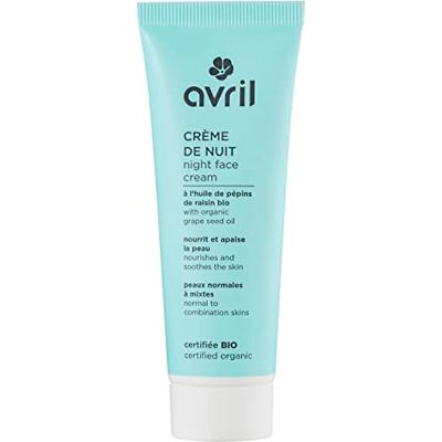 Avril Crème de Nuit Bio Peaux Normales & Mixtes Huiles d'Amande Douce et Pépins de Raisin Bio 99% d'Origine Naturelle Certifié Bio Ecocert Fabriqué en France 50ml - Publicité Avril Crème de Nuit Bio Peaux Normales & Mixtes Huiles d'Amande Douce et Pépins de Raisin Bio 99% d'Origine Naturelle Certifié Bio Ecocert Fabriqué en France 50ml - Publicité
