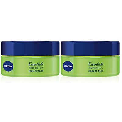 NIVEA Soin de Nuit Skin Detox + Hydratation intense 48H (2x50ml), crème hydratante visage avec Thé vert & Acide Hyaluronique, soin femme pour tous types de peaux - Publicité NIVEA Soin de Nuit Skin Detox + Hydratation intense 48H (2x50ml), crème hydratante visage avec Thé vert & Acide Hyaluronique, soin femme pour tous types de peaux - Publicité