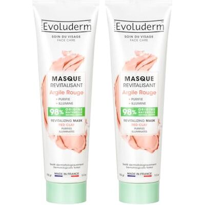 Evoluderm Masque Revitalisant Argile Rouge 150 ml 98% d’Origine Naturelle Végan Fabrication Française Lot de 2 x 150 ml - Publicité Evoluderm Masque Revitalisant Argile Rouge 150 ml 98% d’Origine Naturelle Végan Fabrication Française Lot de 2 x 150 ml - Publicité