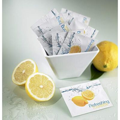 Awek.eu Lot de 100 lingettes rafraîchissantes au citron Pour les déplacements, l'hôtel Citrique - Publicité Awek.eu Lot de 100 lingettes rafraîchissantes au citron Pour les déplacements, l'hôtel Citrique - Publicité