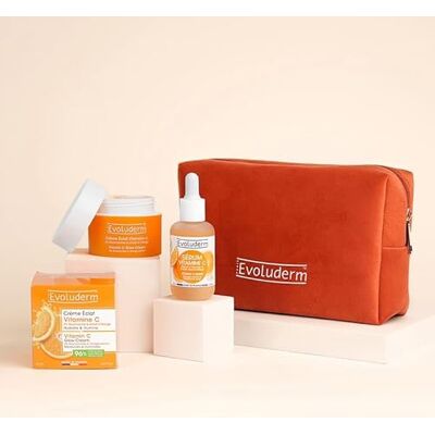 Evoluderm Trousse Visage Duo Vitamine C Sérum & Crème Eclat Vitamine C Ingrédients d'Origine Naturelle Made In France Idées Cadeaux - Publicité Evoluderm Trousse Visage Duo Vitamine C Sérum & Crème Eclat Vitamine C Ingrédients d'Origine Naturelle Made In France Idées Cadeaux - Publicité
