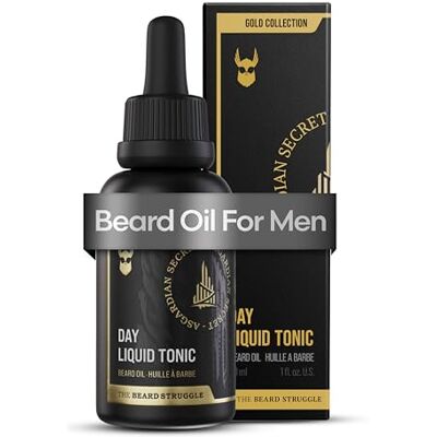 The Beard Struggle Huile à barbe tonique liquide de jour Collection Gold, Asgardian Secret Huile à barbe pour hommes Hydrate, adoucit les cheveux, réduit les démangeaisons (30 ml) - Publicité The Beard Struggle Huile à barbe tonique liquide de jour Collection Gold, Asgardian Secret Huile à barbe pour hommes Hydrate, adoucit les cheveux, réduit les démangeaisons (30 ml) - Publicité