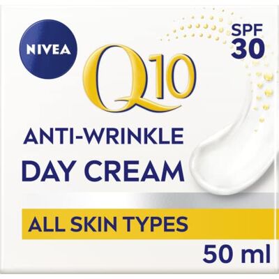 NIVEA – Crème de jour Q10 Power, raffermissante, anti-tâches, hydratante, anti-âge, SPF30, avec créatine et coenzyme Q10, pour femme, réduit l'apparence des rides et des ridules, 50 ml - Publicité NIVEA – Crème de jour Q10 Power, raffermissante, anti-tâches, hydratante, anti-âge, SPF30, avec créatine et coenzyme Q10, pour femme, réduit l'apparence des rides et des ridules, 50 ml - Publicité