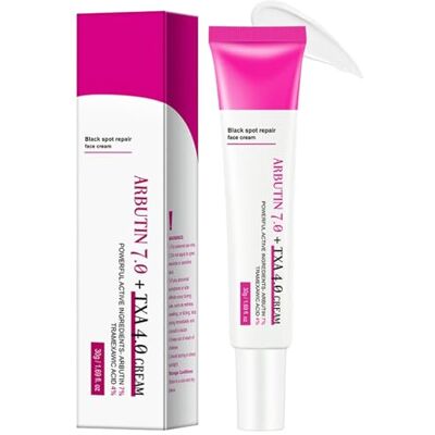 vokkrv Arbutin 7% + Tranexamic Acid 4% Cream, Alpha Arbutin Arbutin 7% Crème, Creme Eclaircissante Peau Noir Puissant, Creme Eclaircissante Visage, Anti-Pigmentation, Black Spot Repair Face Cream (1) - Publicité vokkrv Arbutin 7% + Tranexamic Acid 4% Cream, Alpha Arbutin Arbutin 7% Crème, Creme Eclaircissante Peau Noir Puissant, Creme Eclaircissante Visage, Anti-Pigmentation, Black Spot Repair Face Cream (1) - Publicité