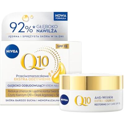 NIVEA Q10 Extra Nutrition Reconstruisant Anti-Rides Crème de Jour SPF 15, 50 ml - Publicité NIVEA Q10 Extra Nutrition Reconstruisant Anti-Rides Crème de Jour SPF 15, 50 ml - Publicité