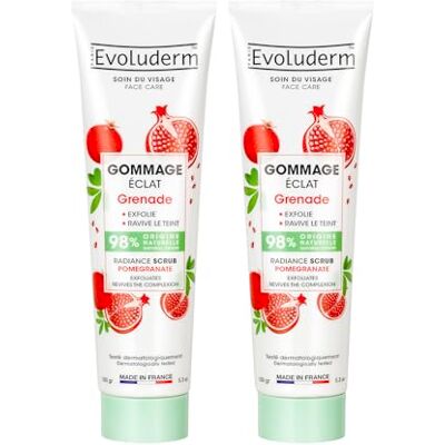 Evoluderm Gommage Éclat Grenade 150 ml 98% d’Origine Naturelle Végan Fabrication Française Lot de 2 x 150 ml - Publicité Evoluderm Gommage Éclat Grenade 150 ml 98% d’Origine Naturelle Végan Fabrication Française Lot de 2 x 150 ml - Publicité