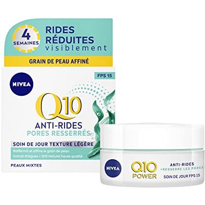 NIVEA Q10 Power Soin de jour Anti-Rides +Resserre les pores FPS 15 (1 x 50 ml), crème anti-âge enrichie en Q10 & créatine, soin visage femme pour peaux mixtes à grasses - Publicité NIVEA Q10 Power Soin de jour Anti-Rides +Resserre les pores FPS 15 (1 x 50 ml), crème anti-âge enrichie en Q10 & créatine, soin visage femme pour peaux mixtes à grasses - Publicité