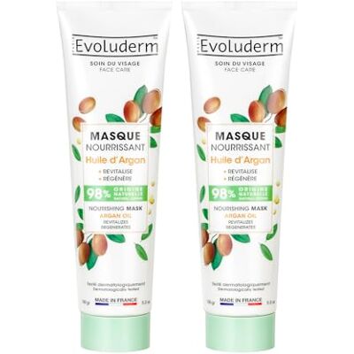 Evoluderm Masque Nourrissant Huile D’Argan 150 ml 98% d’Origine Naturelle Végan Fabrication Française Lot de 2 x 150 ml - Publicité Evoluderm Masque Nourrissant Huile D’Argan 150 ml 98% d’Origine Naturelle Végan Fabrication Française Lot de 2 x 150 ml - Publicité