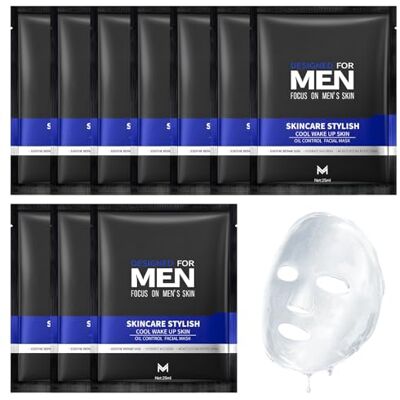 Eniyou Lot de 10 masques faciaux pour homme Hydrate et régule la production de sébum Nettoie en profondeur et rafraîchit la peau Convient à tous les types de peau 25 g/chiffon - Publicité Eniyou Lot de 10 masques faciaux pour homme Hydrate et régule la production de sébum Nettoie en profondeur et rafraîchit la peau Convient à tous les types de peau 25 g/chiffon - Publicité