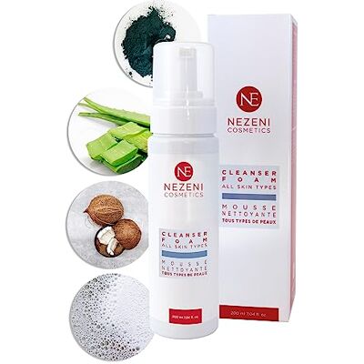 NE NEZENI Nezeni Mousse nettoyante démaquillante pour tous types de peau et peaux sensibles 200 ml 14 ingrédients actifs Végétalien FAIBLE EN CONSERVATEURS - Publicité NE NEZENI Nezeni Mousse nettoyante démaquillante pour tous types de peau et peaux sensibles 200 ml 14 ingrédients actifs Végétalien FAIBLE EN CONSERVATEURS - Publicité