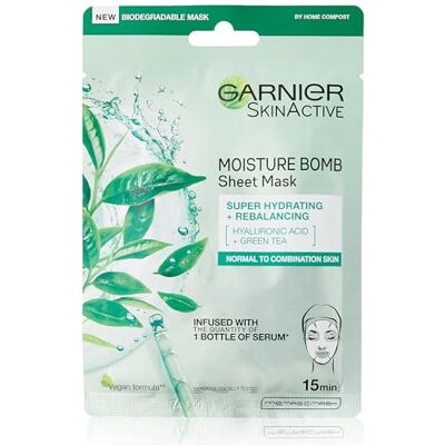 Garnier Hydratation Bombe Thé Vert Hydratant Visage Feuille Masque - Publicité Garnier Hydratation Bombe Thé Vert Hydratant Visage Feuille Masque - Publicité