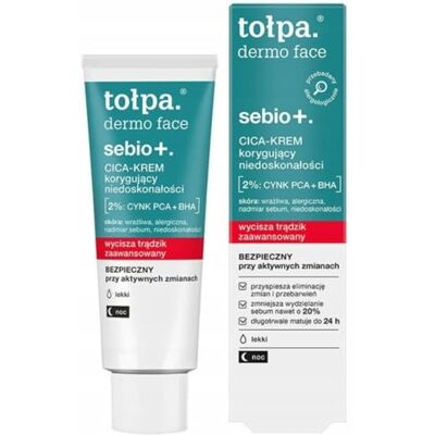 Tolpa Topa_Dermo Face Sebio+ Cica Crème Correctrice Nuit Sink Pca+Bha - crème visage - Publicité Tolpa Topa_Dermo Face Sebio+ Cica Crème Correctrice Nuit Sink Pca+Bha - crème visage - Publicité