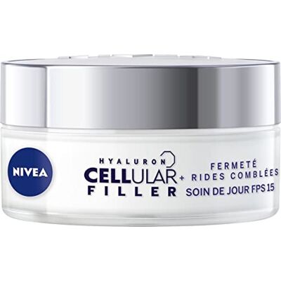 NIVEA Hyaluron Cellular Filler Soin de jour +Fermeté FPS15 (1x50ml), crème anti-âge enrichie en Magnolia & Acide Hyaluronique, soin visage femme pour tous types de peaux - Publicité NIVEA Hyaluron Cellular Filler Soin de jour +Fermeté FPS15 (1x50ml), crème anti-âge enrichie en Magnolia & Acide Hyaluronique, soin visage femme pour tous types de peaux - Publicité