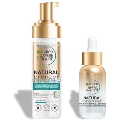 Garnier Ambre Solaire Coffret Mousse & Sérum Autobronzants & Hydratants Teint Naturel & Radieux Eau De Coco, Glycérine, Acide Hyaluronique Vegan & Cruelty Free Visage & Corps - Publicité Garnier Ambre Solaire Coffret Mousse & Sérum Autobronzants & Hydratants Teint Naturel & Radieux Eau De Coco, Glycérine, Acide Hyaluronique Vegan & Cruelty Free Visage & Corps - Publicité