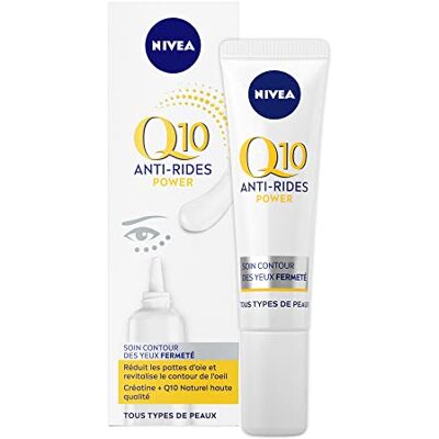 NIVEA Q10 Power Soin Contour des Yeux Anti-Rides +Fermeté (1x15 ml), crème anti-âge enrichie en Q10 avec 10X plus de créatine, crème hydratante, soin visage femme - Publicité NIVEA Q10 Power Soin Contour des Yeux Anti-Rides +Fermeté (1x15 ml), crème anti-âge enrichie en Q10 avec 10X plus de créatine, crème hydratante, soin visage femme - Publicité