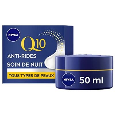 NIVEA Q10 Power Soin de Nuit Anti-Rides + Fermeté (1x50ml), crème anti-âge enrichie en Q10 & 10 X plus de créatine, crème hydratante, soin visage femme régénérant - Publicité NIVEA Q10 Power Soin de Nuit Anti-Rides + Fermeté (1x50ml), crème anti-âge enrichie en Q10 & 10 X plus de créatine, crème hydratante, soin visage femme régénérant - Publicité