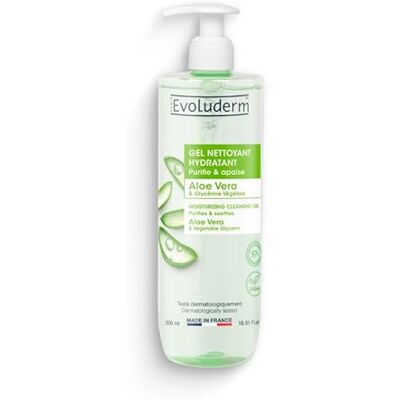 Evoluderm Gel Nettoyant Hydratant Aloe Vera 500ml 97% d'Ingrédients d'Origne Naturelle Végan - Publicité Evoluderm Gel Nettoyant Hydratant Aloe Vera 500ml 97% d'Ingrédients d'Origne Naturelle Végan - Publicité