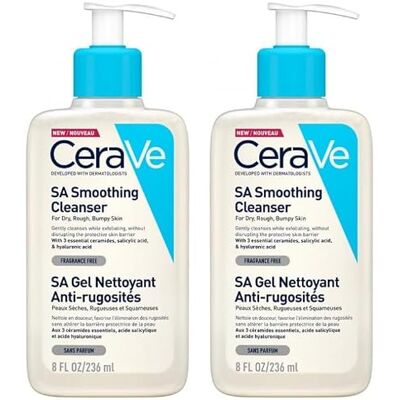 CeraVe , SA Gel Nettoyant Anti-Rugosité 2 x 236 ml Peaux Sèches, rugueuses et Irrégulières Nettoie en douceur et exfoliant enrichi en céramides essentielles, acide salicylique et acide hyaluronique - Publicité CeraVe , SA Gel Nettoyant Anti-Rugosité 2 x 236 ml Peaux Sèches, rugueuses et Irrégulières Nettoie en douceur et exfoliant enrichi en céramides essentielles, acide salicylique et acide hyaluronique - Publicité