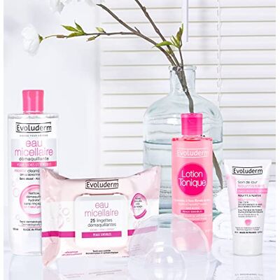 Evoluderm Routine Cocooning Peaux Sensibles 25 Lingettes Démaquillantes + 1 Eau Micellaire Démaquillante 500 ml + 1 Lotion Tonique Apaisante 250 ml + 1 Soin de Jour Nourrissant 50 ml Végan - Publicité Evoluderm Routine Cocooning Peaux Sensibles 25 Lingettes Démaquillantes + 1 Eau Micellaire Démaquillante 500 ml + 1 Lotion Tonique Apaisante 250 ml + 1 Soin de Jour Nourrissant 50 ml Végan - Publicité