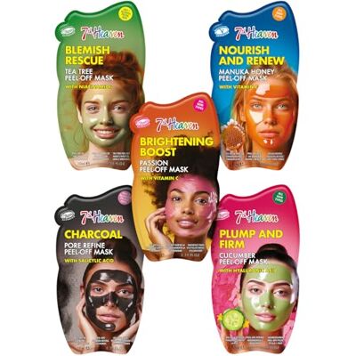 7th Heaven Lot de 5 masques exfoliants et hydratants pour le visage – Cadeaux végétaliens pour femme - Publicité 7th Heaven Lot de 5 masques exfoliants et hydratants pour le visage – Cadeaux végétaliens pour femme - Publicité