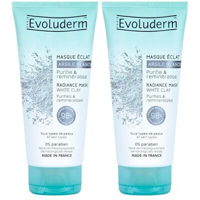Evoluderm Masque Éclat À l'Argile Blanche 100 ml 98% d'Origine Naturelle Végan Fabrication Française Lot de 2 x 100 ml - Publicité Evoluderm Masque Éclat À l'Argile Blanche 100 ml 98% d'Origine Naturelle Végan Fabrication Française Lot de 2 x 100 ml - Publicité