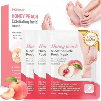 Bodiiwuliu 3 Paires Masque Pied Peeling Pêche, Masque Pied Peeling Pieds, Masques Pieds Peelings Exfoliant, Talons et Peau Morte Sèche pour des Piedss Doux, pour Femmes & Hommes, Beauté Des Piedss - Publicité Bodiiwuliu 3 Paires Masque Pied Peeling Pêche, Masque Pied Peeling Pieds, Masques Pieds Peelings Exfoliant, Talons et Peau Morte Sèche pour des Piedss Doux, pour Femmes & Hommes, Beauté Des Piedss - Publicité