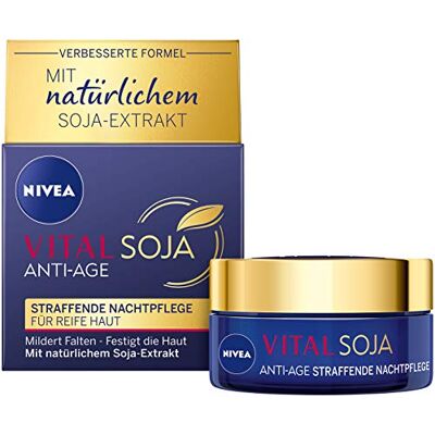 NIVEA Soin de nuit raffermissant Vital Crème hydratante à l'extrait de soja naturel Soin réparateur pendant la nuit - Publicité NIVEA Soin de nuit raffermissant Vital Crème hydratante à l'extrait de soja naturel Soin réparateur pendant la nuit - Publicité
