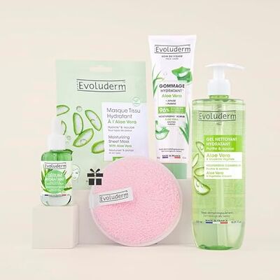 Evoluderm – Routine Visage Aloe Vera + Pad Offert 4 produits Ingrédients d'Origine Naturelle Végan Fabrication Française - Publicité Evoluderm – Routine Visage Aloe Vera + Pad Offert 4 produits Ingrédients d'Origine Naturelle Végan Fabrication Française - Publicité