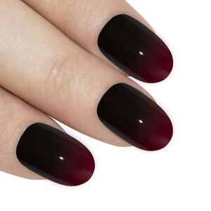 ART Faux Ongles  Rouge Noir Glossy Ovale 24 Moyen Faux bouts d'ongles acrylique avec colle - Publicité