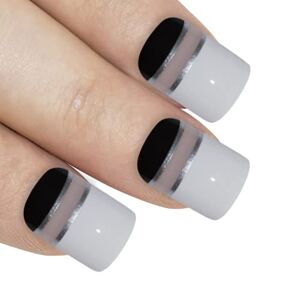 ART Faux Ongles  Noir Blanc Glossy 24 Squoval Moyen Faux bouts d'ongles acrylique avec de la colle - Publicité