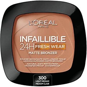 L'Oreal Paris L'Oréal Paris Bronzant durable et couvrant pour bronzage naturel et mat, Infaillible 24h Fresh Wear Soft Mat Bronzer, couleur : 300 Light Medium, 1 pi - Publicité L'Oreal Paris L'Oréal Paris Bronzant durable et couvrant pour bronzage naturel et mat, Infaillible 24h Fresh Wear Soft Mat Bronzer, couleur : 300 Light Medium, 1 pi - Publicité