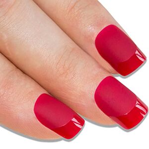 ART bling faux ongles manucure française mat Rouge Moyen Conseils UK - Publicité