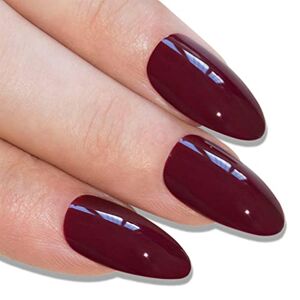 ART Faux Ongles  Marron Rouge Brun Stiletto 24 Longue Faux bouts d'ongles acrylique avec colle - Publicité