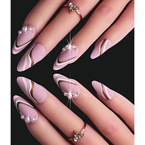 KIANOOL French Faux Ongles Amande, 24 Pièces Blanc Wavy Press On Nails Adhesif, Perle Autocollants Kit Ongle French Manucure Et Accessoires Pour Femme Et Fille Nail Art - Publicité KIANOOL French Faux Ongles Amande, 24 Pièces Blanc Wavy Press On Nails Adhesif, Perle Autocollants Kit Ongle French Manucure Et Accessoires Pour Femme Et Fille Nail Art - Publicité