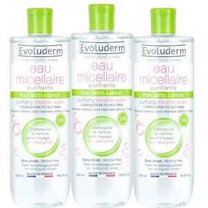 Evoluderm Eau Micellaire Démaquillante Peaux Mixtes à Grasses – 500 ml – 93% d'Origine Naturelle Végan Fabrication Française Lot de 3 x 500 ml - Publicité Evoluderm Eau Micellaire Démaquillante Peaux Mixtes à Grasses – 500 ml – 93% d'Origine Naturelle Végan Fabrication Française Lot de 3 x 500 ml - Publicité