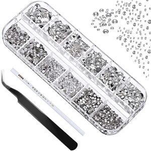 Tpubmity Environ 1440pcs 6 tailles Gems à Dos Plat Rond Cristal Strass, Strass pour nail art,Avec des pincettes et des boîtes de rangement,Pour la décoration de bijoux - Publicité Tpubmity Environ 1440pcs 6 tailles Gems à Dos Plat Rond Cristal Strass, Strass pour nail art,Avec des pincettes et des boîtes de rangement,Pour la décoration de bijoux - Publicité