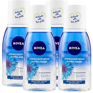 NIVEA Démaquillant double yeux avec de l'eau purifiée et des extraits de bleuet waterproof, 4 flacons de 125 ml - Publicité NIVEA Démaquillant double yeux avec de l'eau purifiée et des extraits de bleuet waterproof, 4 flacons de 125 ml - Publicité